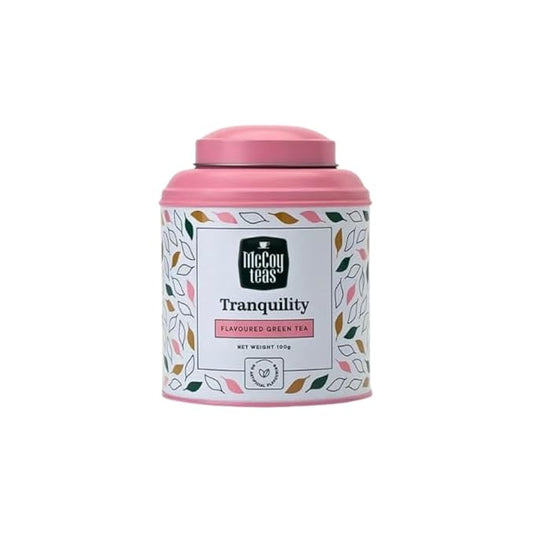 McCoy Teas Tranquility Tea Flavored Green Tea Loose Leaf Make Hot or Cold Ice and Brews with Premium Tea from Sri Lanka, 100g Can (Pack of 01)