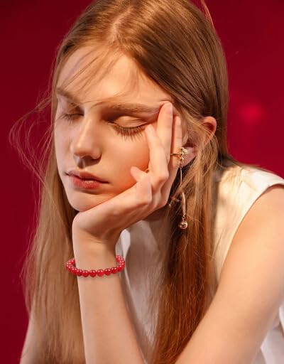 AD Beads Handmade Gemstone Stretch Elastic Bracelet Crystal Healing Reiki Nature's Beauty and Spiritual Essence Unisex (10mm, Carnelian (Life Enjoyment))