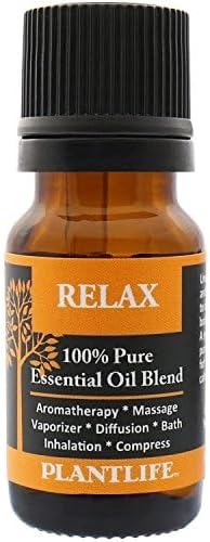 Plantlife Relax Aromatherapy Essential Oil Blend - Straight from The Plant 100% Pure Therapeutic Grade - No Additives or Fillers - Made in California 10 ml