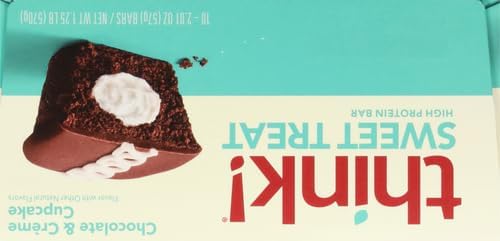 think! Protein Bars, High Protein Snacks, Gluten Free, Kosher Friendly, Sweet Treat, Chocolate & Creme Cupcake, 10 Count (Packaging May Vary)