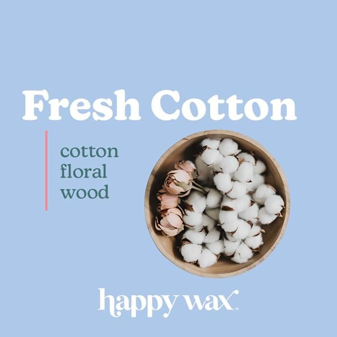Happy Wax Fresh Cotton Scented Bear Wax Melts - Natural Strong Scented Fresh Wax Melts Infused w/Essential Oils - Non Toxic Wax Melt & Pet Safe Wax Melts - (8 oz Pouch)
