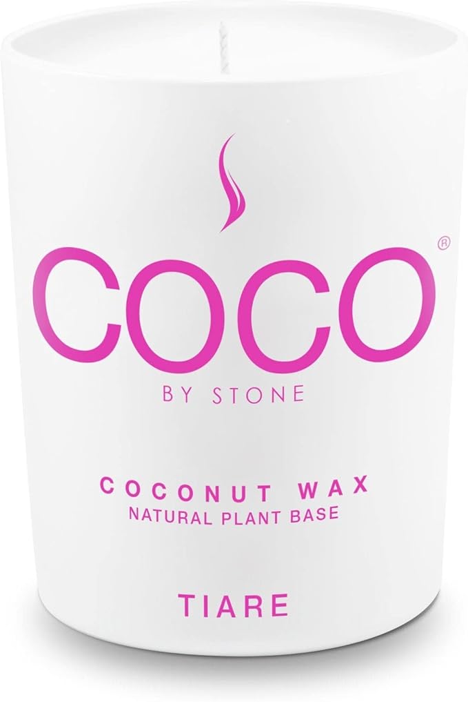 COCO by Stone 6.5oz Candle, Coconut Apricot Wax Candle for Home (Tiare) Home Fragrance Products, 1 Wick Candle, Enhance Indoor Aroma, Vegan & Cruelty-Free, Clean Burning and Hand Poured Candle
