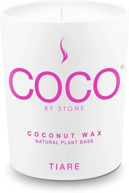 COCO by Stone 6.5oz Candle, Coconut Apricot Wax Candle for Home (Tiare) Home Fragrance Products, 1 Wick Candle, Enhance Indoor Aroma, Vegan & Cruelty-Free, Clean Burning and Hand Poured Candle