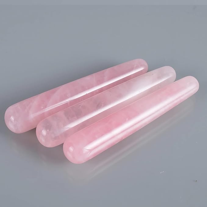 LZLRUN Rose Quartz Jade Roller Real Jade Gua Sha Board Mushroom Massager Face Lifting Tool Facial Guasha Massage Tool (Rod Shape)
