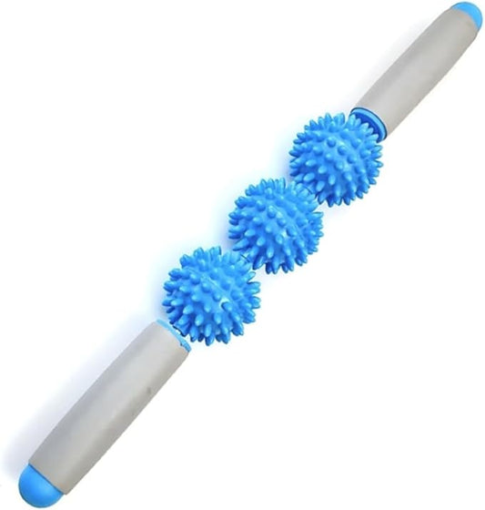 Fascia Muscle Roller Stick Hedgehog Massage Roller Yoga Stick Hand-held Body Massage Tool for Cellulite and Muscle Soreness,Physical Therapy &Recovery,Reduce Leg Cramps (Blue)