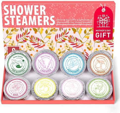 Shower Steamers Aromatherapy - Christmas Gifts for Women, 8 Pack Pure Essential Oil Shower Bombs for Home Spa Self Care, Eucalyptus Stress Relief and Relaxation Gifts for Her Stocking Stuffers Yellow
