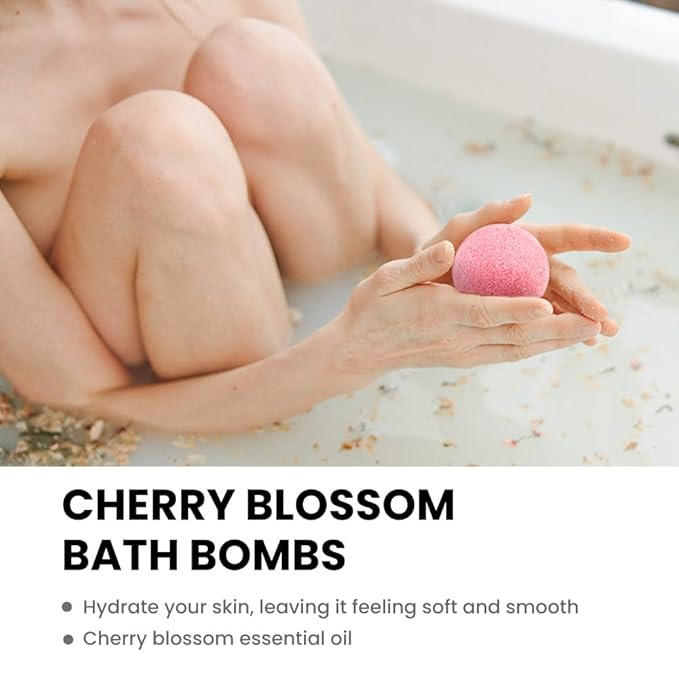 Body & Earth Bath Bombs Gift Set for Women, 10 X 3.5 oz Essential Oils Cherry Blossom Handmade Birthday Gift Idea for Family, Women, Mother's Day Gifts
