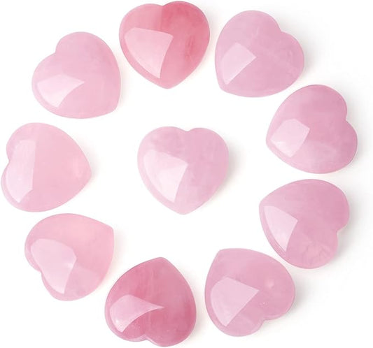 YATOJUZI 5PCS Rose Quartz Natural Heart Healing Crystals 1" Love Stones Sets Bulk Polished Pocket Palm Thumb Gemstones Energy Reiki Balancing Meditation Therapy