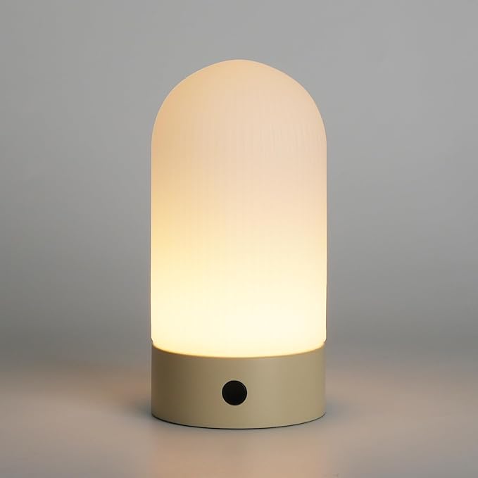 Battery Operated Shower Lamp Waterproof, Small Portable Cordless Table Lamp Rechargeable, Touch Dimmable Mood Light for Home/Patio/Dining/Outdoor (Khaki)