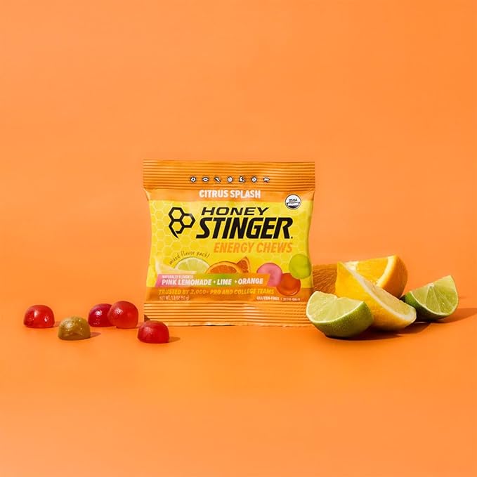 Honey Stinger Organic Citrus Splash Energy Chews, Gluten Free & Caffeine Free, for Exercise, Running and Performance, Sports Nutrition for Home & Gym, Pre and Mid Workout, 12 Pack, 21.6 Ounce