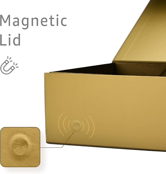 LIFELUM Magnetic Gift Boxes 5 Pack 13.85 x 8.35 x 4.45 inch Rectangle Collapsible Boxes with Lids and Ribbon,Card,Shredded Paper Filler Gift Boxes for Presents，Christmas,Birthdays