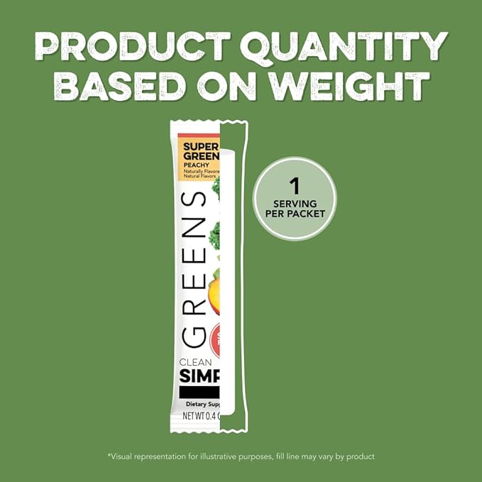 Clean Simple Eats Greens Variety 10 Pack, Greens Powder Mix, Packed with Superfoods Chlorella & Spirulina, Includes 5 Delicious Flavors: Peachy, Green Apple, Raspberry Lemonade, Sweet Lemon & Tropical