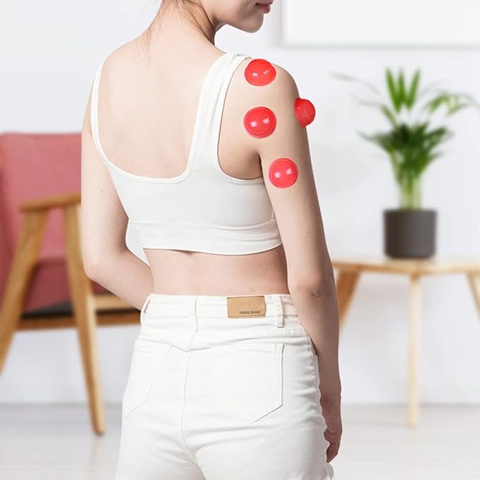 12 Piece Cupping Set Vacuum Cupping Therapy Set Stronger Suction for Myofascial Massage, Muscle, Nerve, Joint Pain Relief Facial Body Massage, Pain Relief, Muscle Relaxation Joint Pain（Red