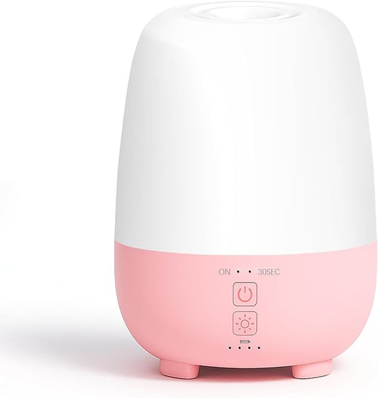 Cordless Essential Oil Diffuser 150ML, Rechargeable Battery, 7H Runtime, 7 LED Lights, Mini Portable Aromatherapy Diffuser for Home, Office, Bathroom, Travel