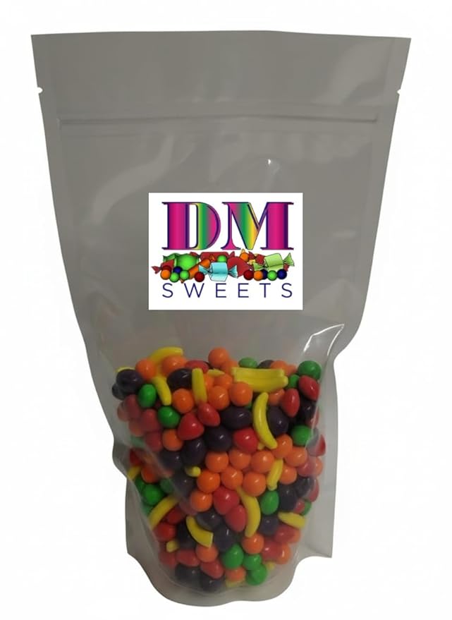 Fresh Assorted Orange Banana Strawberry Grape Green Apple Sweet Hard Crunchy Candy - 1 lb