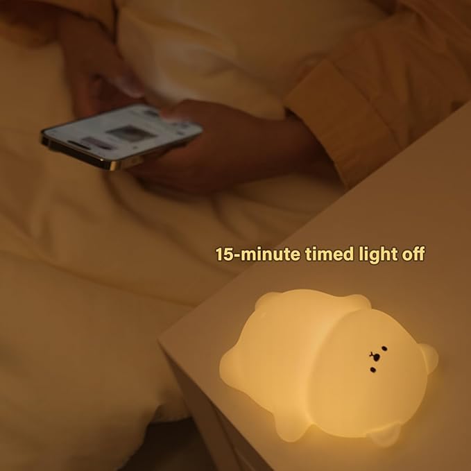 Cute Lying Bear Night Light, LED Magic Colors Squishy Night Lamp, Dimmable Nursery Nightlight for Kids, Rechargeable Touch Lamp, Dorm Decor, Kids Funny Gifts (Lying Bear)