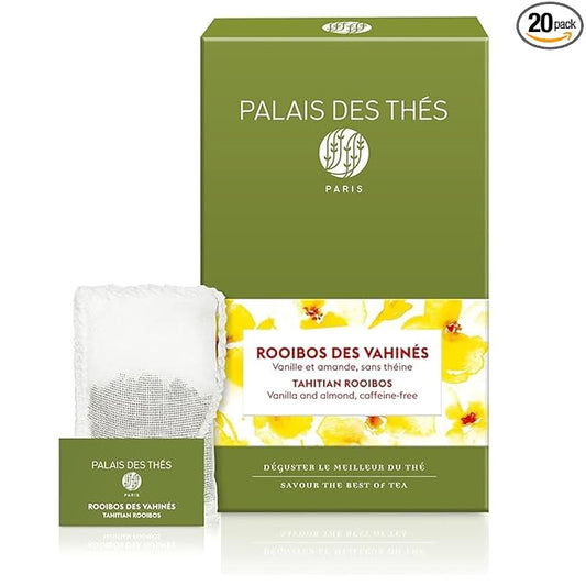 Palais des Thés - Tahitian Rooibos - Caffeine-Free Rooibos Tea with Vanilla & Almond - Premium Tea Bags, Serves 20 Cups