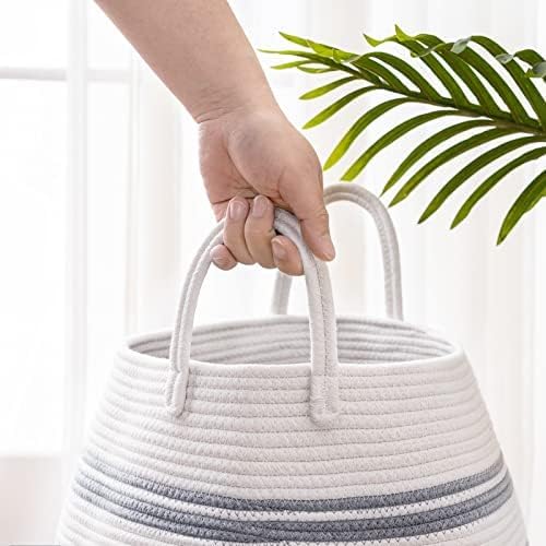 Fiona's magic 105L Extra Large Laundry Hamper Basket, Woven Tall Clothes Hamper for Storage Blanket, Toys and Dirty Cothes in Bedroom and Living Room Organizer, Grey