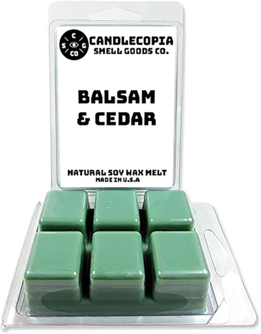 Balsam & Cedar Strongly Scented Hand Poured Vegan Wax Melts, 12 Scented Wax Cubes, 6.4 Ounces in 2 x 6-Packs