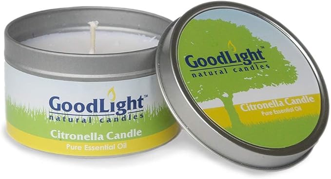 GoodLight Paraffin-Free Scented Candle, Clean Burning Non-Toxic Tin Candles, Citronella Essential Oil Scented Travel Candle