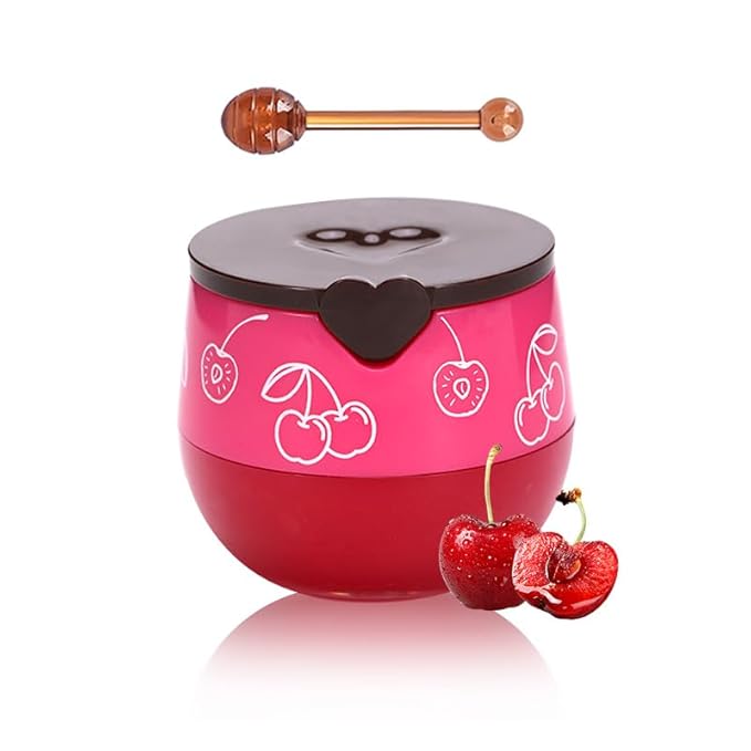Bee Propolis Cherry Lip Balm - Hydrating Lip Sleeping Mask for Dry Lips | Natural Cherry Extract & Propolis | Moisturizing, Exfoliating Lip Treatment in Honey Pot Design