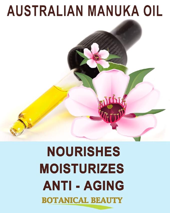 Botanical Beauty MANUKA OIL WILD GROWTH RAW 100% Natural VIRGIN UNREFINED Cold Pressed Carrier Oil. for Skin, Face, Hair, Lip and Nail Care Anti-Aging 0.5 Fl.oz.- 15 ml (Pack of 2)