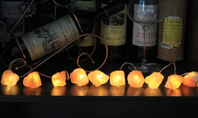 Fantasee Himalayan Salt String Light, Natural Hand Carved Salt Crystal Light Release Negative Ions for Bedroom, Living Room, Office, Home Deco, Yoga, Night Light, Gift (11.5ft 20led)