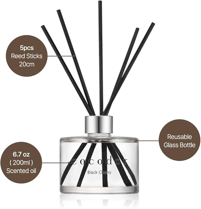 COCODOR Signature Reed Diffuser Set/White Jasmine / 6.7oz /1 Pack/Home Fragrance Diffuser, Oil Scent Diffuser for Bathroom Shelf Decor