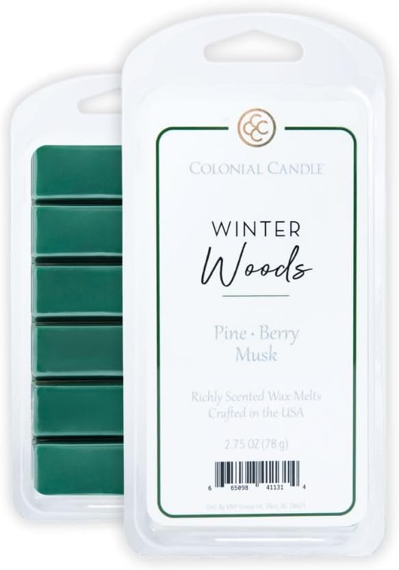 Colonial Candle Winter Woods Wax Melts, Wax Melt Warmer Cubes, Long Lasting Scented Wax Warmer Cubes, 4 Pack, 6 Cubes Each - Made in The USA