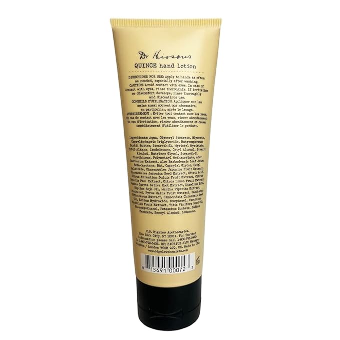 C.O. Bigelow Dr. Hiosous Hand Lotion, Deep Hydration Hand Cream with Shea Butter, Quince Extract, Carrot Oil, Moisturizing Lotion for Dry Skin, 4 oz