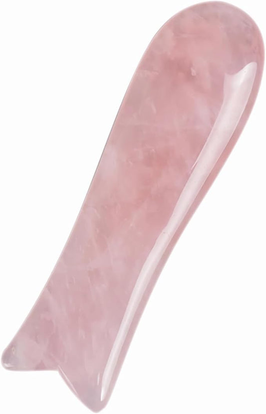 LZLRUN Rose Quartz Jade Roller Real Jade Gua Sha Board Mushroom Massager Face Lifting Tool Facial Guasha Massage Tool (Fish Shape)