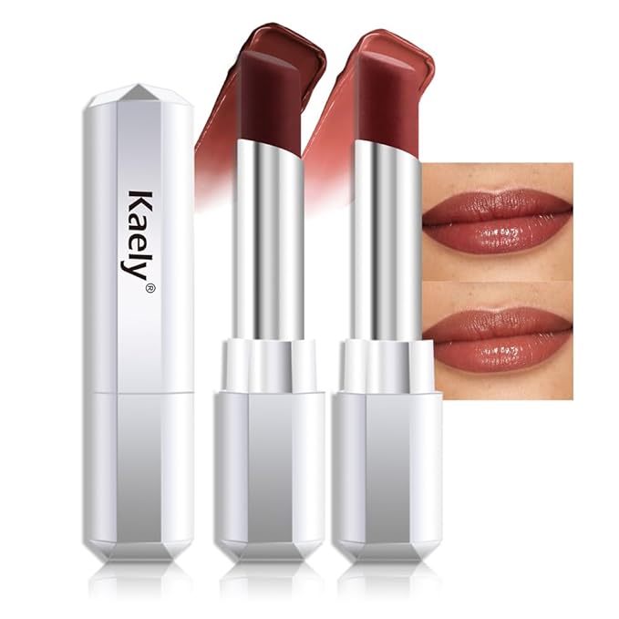 Kaely 2Pcs Honey Glossy Lipstick for Women, Black & Raisin Moisturizing Shine Lipstick for Dry Lips, Hydrating Nourishing Tinted Lip Balm, Sheer Lightweight Lip Gloss Stain Makeup, Vegan, 00+08