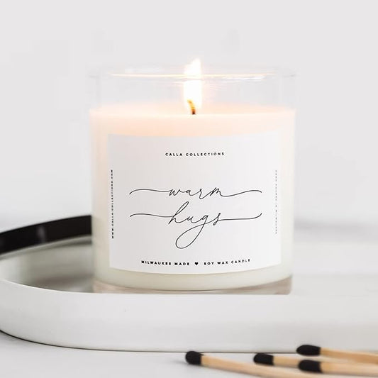 ThreeKin Warm Hugs Scented Candles for Home, Natural Soy Wax, Relaxing Aromatherapy Gifts, Essential Oils Scented, Long-Lasting Candle Burns for 75-Hours, Designed in USA, Lemongrass Lavender Scent