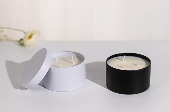 Candle Tins with Lids, 3 Wicks Candle Jars 14oz/420ml Candle Containers 12 Pack Seamless Bulk Candle Containers for Candle Making Supplies Wholesale Empty Candle Jars - Black