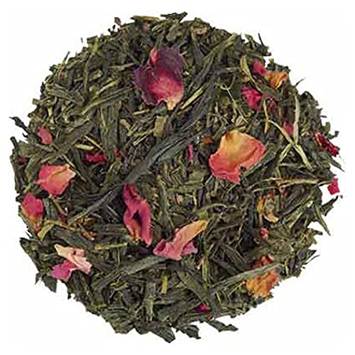 Organic Sencha Kyoto Cherry Rose Festival Green Tea | Loose Leaf Pouch - 4oz Bag | Premium Japanese Sencha | Cherry & Rose Infusion | Smooth Flavor, Vegan, Kosher, Low Caffeine & Antioxidants