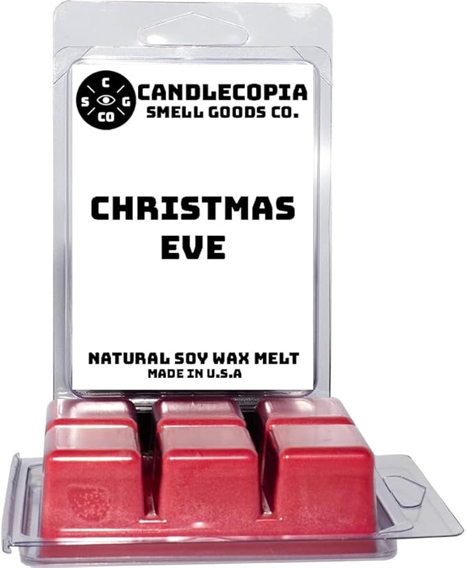 Christmas Eve Strongly Scented Hand Poured Vegan Wax Melts, 12 Scented Wax Cubes, 6.4 Ounces in 2 x 6-Packs
