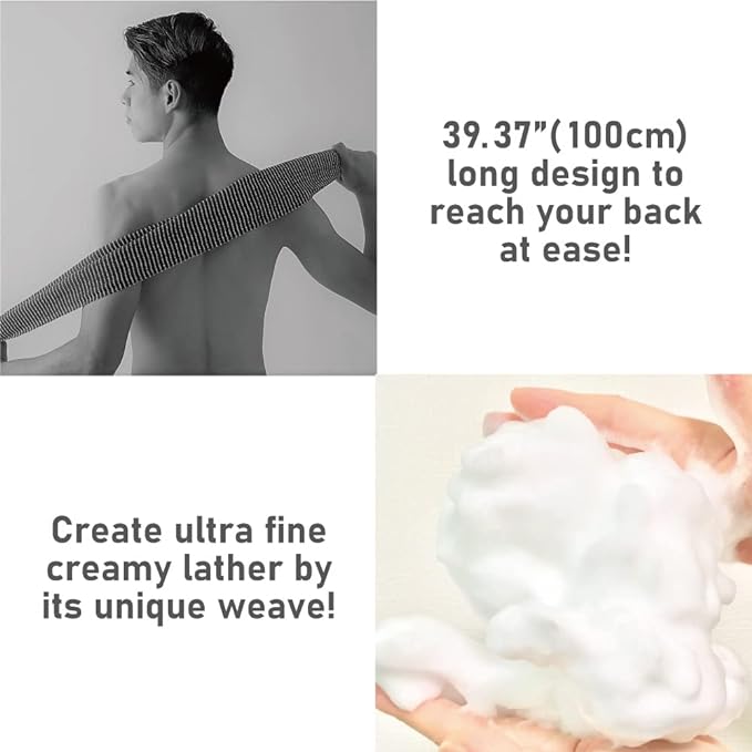 Extra Rough, Exfoliating Washcloth [Made in Japan] Exfoliating Towel Special Texture Makes Fluffy Foam Lather, Back Scrubber, Dead Skin Cell Remover [Loofah for Women and Men] (Purple)