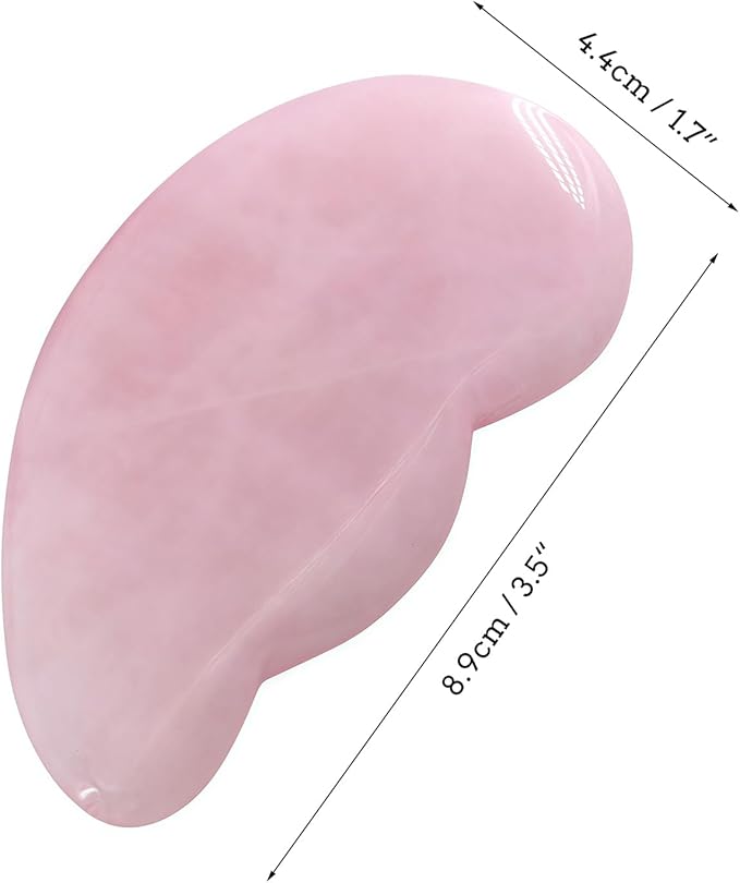 LZLRUN Rose Quartz Jade Roller Real Jade Gua Sha Board Mushroom Massager Face Lifting Tool Facial Guasha Massage Tool (Ear Shape)
