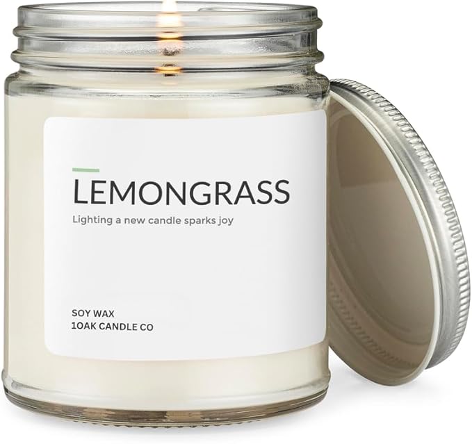 1OAK Soy Wax Scented Candles (Lemongrass) - Soy Candles for Home Scented - Long Burning Premium - Hand-Poured (7oz.)