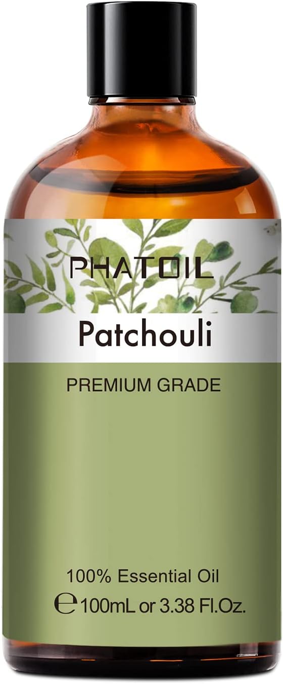 Patchouli 3.38fl.oz Essential Oil, PHATOIL Pure Aromatherapy Oils for Diffuser, Humidifier, Perfect for DIY Soap, Candle, Bath Bombs Making(100ml)
