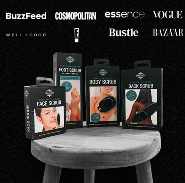 Dermasuri - Deep Exfoliating Glove - Polishing Mitt Body Scrubber - Korean Skin Cleaner Exfoliator - Dead Skin Buffing Treatment - Gifts for Women & Men - Keratosis Pilaris Scrub Remover - (2 Pack)