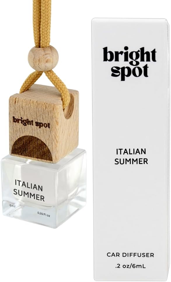 Bright Spot Italian Summer Car Fragrance - Premium Car Hanging Air Freshener, 120 Days Long-Lasting Fragrance for Auto and home | Orange, Bergamot, Washed Woods, Amber | Non-Toxic, Vegan, Cruelty Free