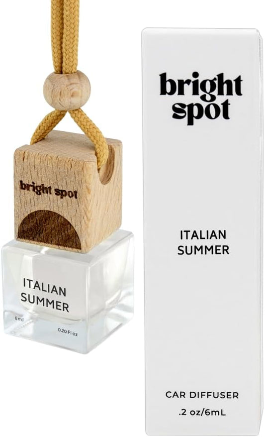 Bright Spot Italian Summer Car Fragrance - Premium Car Hanging Air Freshener, 120 Days Long-Lasting Fragrance for Auto and home | Orange, Bergamot, Washed Woods, Amber | Non-Toxic, Vegan, Cruelty Free