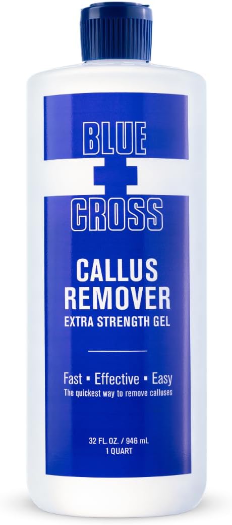 Blue Cross Callus Remover Gel for Feet or Heel, Extra Strength Professional Nail Care, File, Shaver, Scrubber & Pumice Stone Alternative for at Home Manicure/Pedicure Results, Pro Size 946ml, 32oz