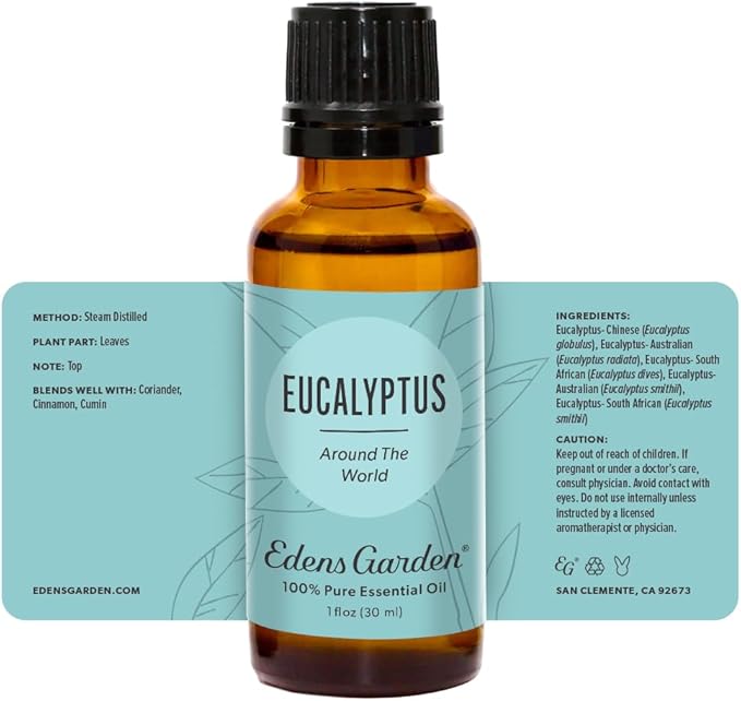 Edens Garden Eucalyptus Around The World Essential Oil- 100% Pure Premium Grade, Undiluted, Natural, Therapeutic, Aromatherapy, The Best for Diffuser, Candle, Laundry, Humidifiers 30 ml (1 fl oz)