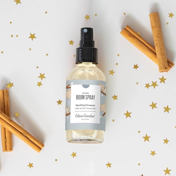 Edens Garden Sparkling Cinnamon Natural Room & Linen Spray – 100% Pure Essential Oil Aromatherapy Mist for Holiday & Christmas Scents – Non-Toxic, Long-Lasting Festive Air Freshener, 4 fl oz (118 ml)