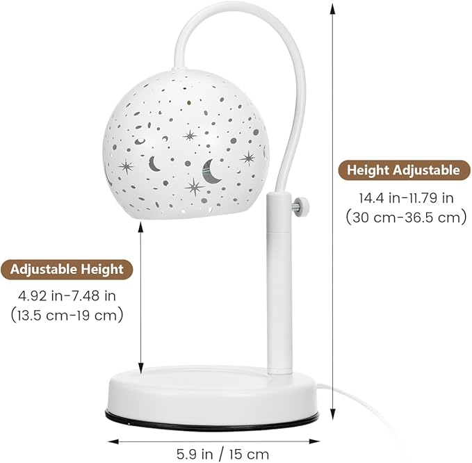 Candle Warmer Lamp with Timer and Dimmer Adjustable Height for Bedroom Decor, Wax Melting Warmer for Jar Candles with 2 Replacement Bulbs Christmas House Warming Gifts