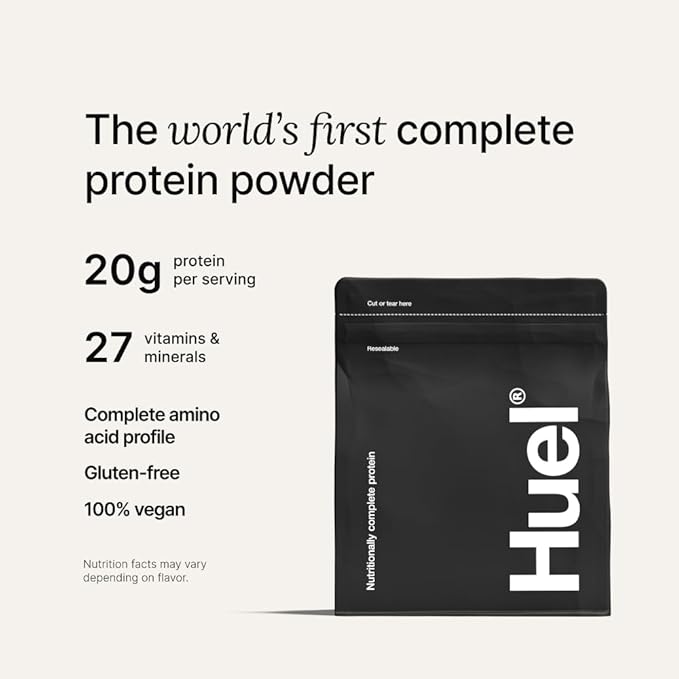 Huel Vegan Protein Powder | Strawberry | Complete Nutrition | 20g Protein Powder | 100% Plant-Based | 27 Vitamins & Minerals, Gluten Free, Non-GMO, Lactose Free | 26 Servings