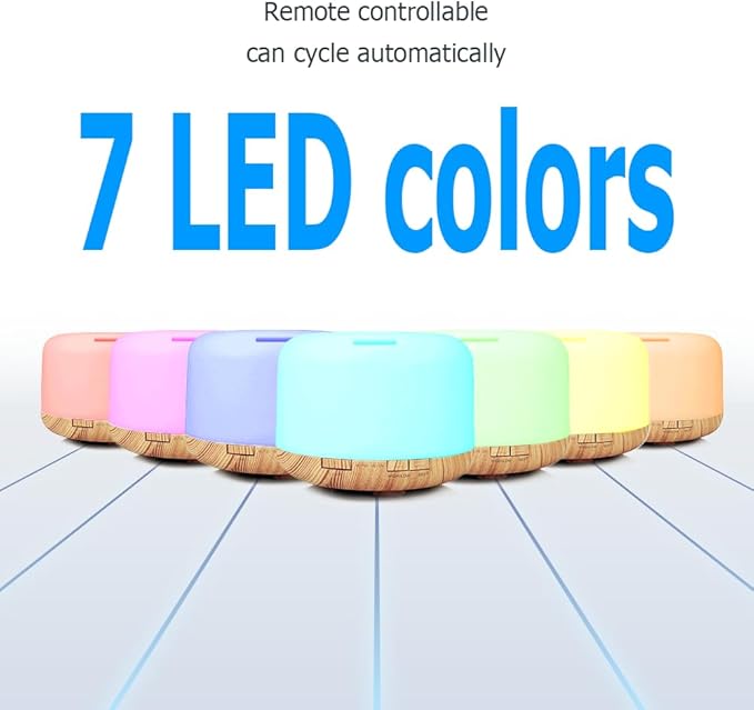 500ml Premium Essential Oil Diffuser,Quiet 4-in-1 Ultrasonic Aromatherapy Humidifier,7 Color LED Lights,with Adjustable Automatic Timer Off Function and Spray Mode. (Light Woodgrain, Basic Edition)