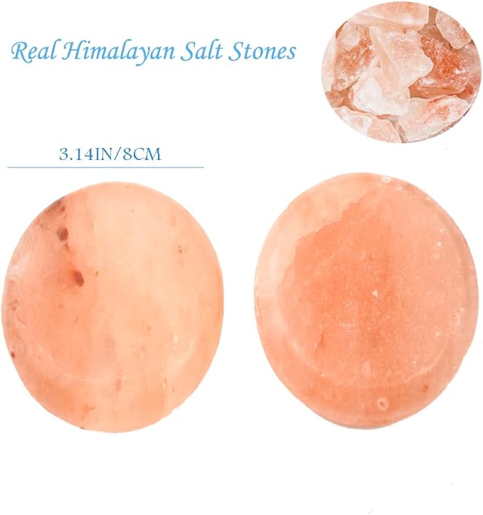 2 Pcs Himalayan Salt Hot Massage Stones Cold Stones Set Warm Rocks Kit for Facial SPA 3.14 * 3.14in